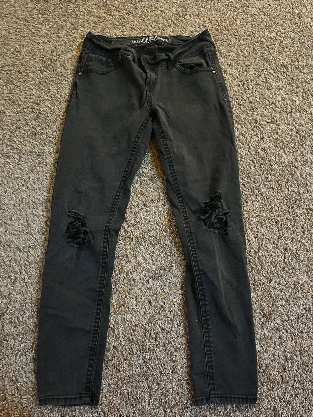 Wallflower Black Distressed Skinny Jeans